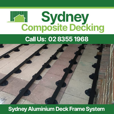 Aluminum deck frame system installation with adjustable pedestals in Sydney