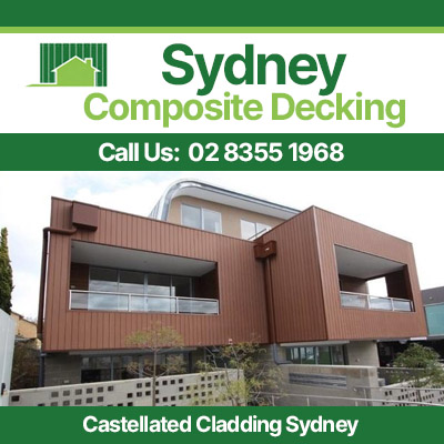 Multi-story apartment building with castellated composite cladding in Sydney
