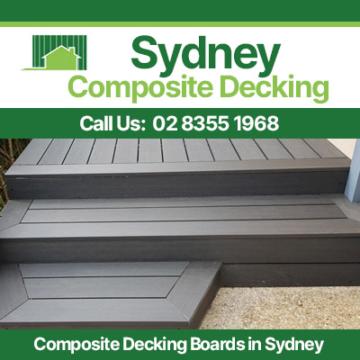 Grey composite decking with integrated step in Sydney