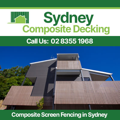Grey composite screen fencing around rooftop deck area in Sydney